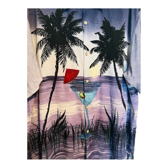TULLIANO VINTAGE HAWAIIAN MARTINI SHIRT EMBROIDERED 100% SILK SIZE XL - Picture 3 of 5